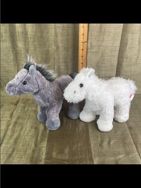 Lot of 2 Ganz Webkinz Grey Arabian American Albino Plush Stuffed Animal NO CODE